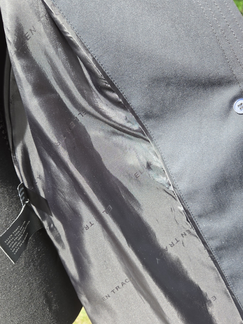 Ellen Tracy Black Belted Trench Coat - Picture 6 of 11